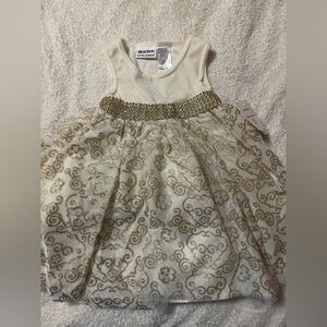 Blueberi White and Gold Baby Dress
